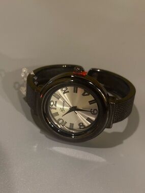 Geneva Black Bracelet Watch with Silver Dial